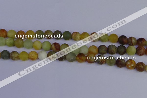 CFW204 15.5 inches 12mm round matte flower jade beads wholesale