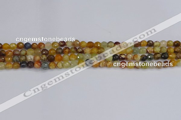 CFW210 15.5 inches 4mm faceted round flower jade beads