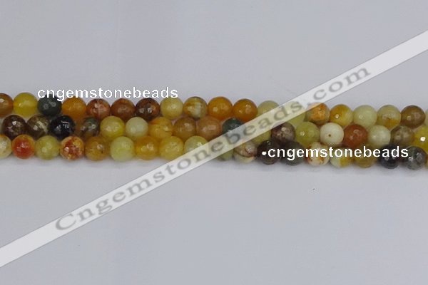 CFW212 15.5 inches 8mm faceted round flower jade beads