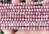 CFW35 15.5 inches 4mm round matte pink wooden jasper beads