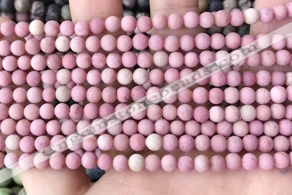 CFW35 15.5 inches 4mm round matte pink wooden jasper beads