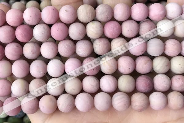 CFW37 15.5 inches 8mm round matte pink wooden jasper beads