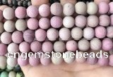 CFW38 15.5 inches 10mm round matte pink wooden jasper beads