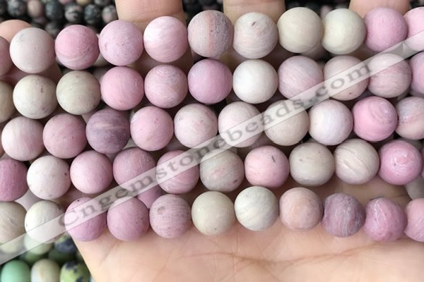 CFW39 15.5 inches 12mm round matte pink wooden jasper beads