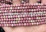 CFW44 15.5 inches 4mm round pink wooden jasper beads wholesale