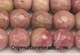 CFW60 15 inches 6mm faceted round pink wooden jasper beads