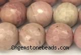 CFW61 15 inches 8mm faceted round pink wooden jasper beads