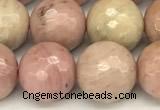 CFW62 15 inches 10mm faceted round pink wooden jasper beads