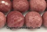 CFW68 15 inches 12mm faceted round pink wooden jasper beads