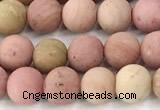 CFW71 15 inches 6mm round matte pink wooden jasper beads