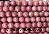 CFW79 15 inches 10mm faceted round pink wooden jasper beads