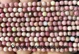 CFW83 15 inches 4mm faceted round pink wooden jasper beads wholesale