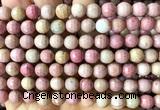 CFW85 15 inches 8mm faceted round pink wooden jasper beads wholesale