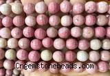 CFW86 15 inches 10mm faceted round pink wooden jasper beads wholesale