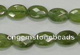 CGA101 15.5 inches 10*14mm faceted oval natural green garnet beads