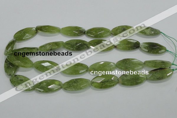 CGA104 15.5 inches 15*30mm faceted oval natural green garnet beads