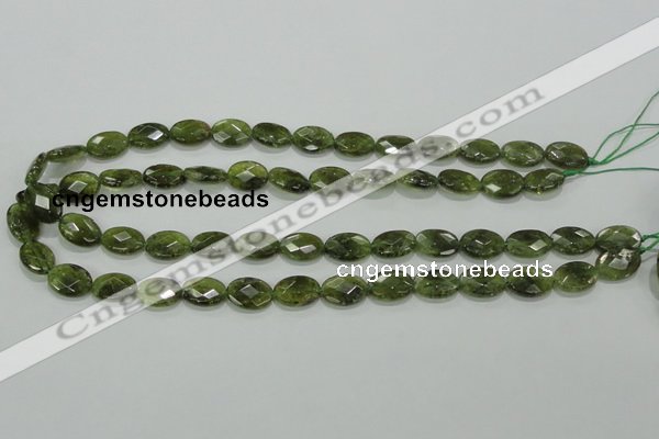 CGA107 15.5 inches 10*14mm faceted oval natural green garnet beads