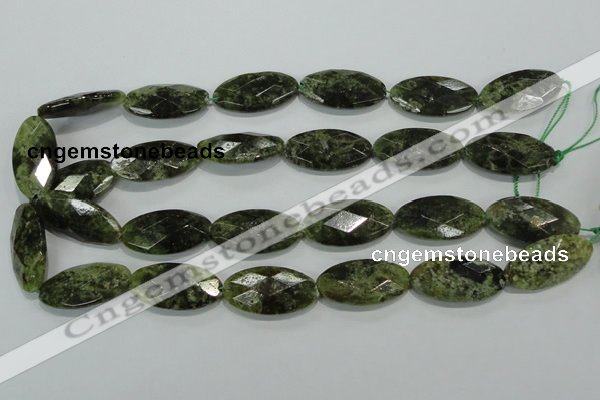 CGA111 15.5 inches 15*30mm faceted oval natural green garnet beads