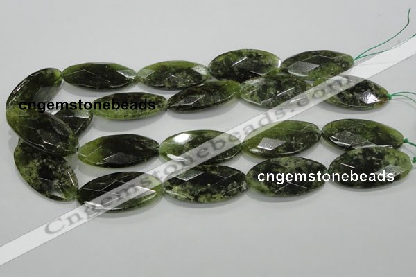 CGA113 15.5 inches 20*40mm faceted oval natural green garnet beads