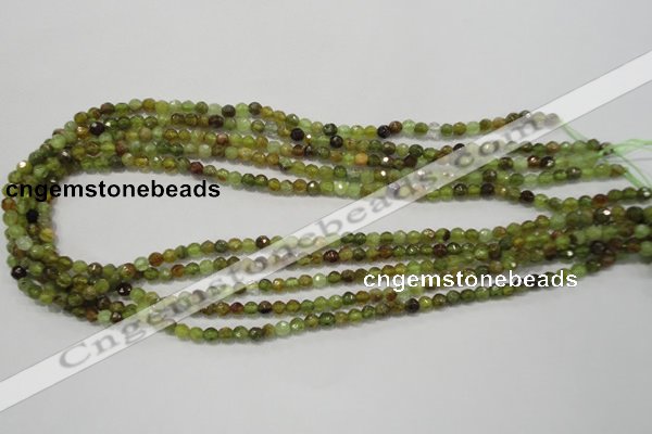 CGA122 15.5 inches 4mm faceted round natural green garnet beads