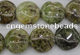 CGA143 15.5 inches 16mm flat round natural green garnet beads wholesale