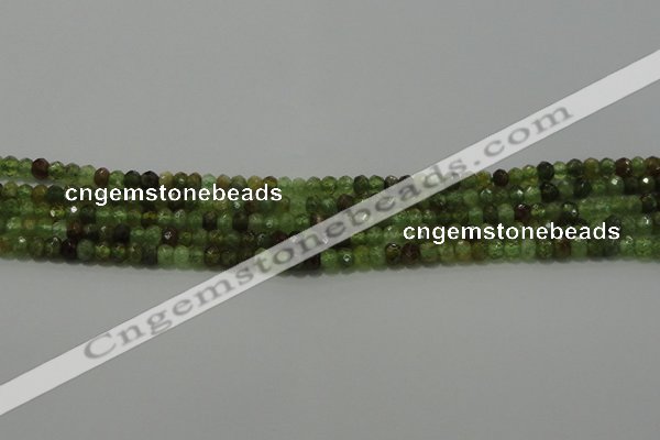 CGA145 15.5 inches 2.5*4mm faceted rondelle natural green garnet beads