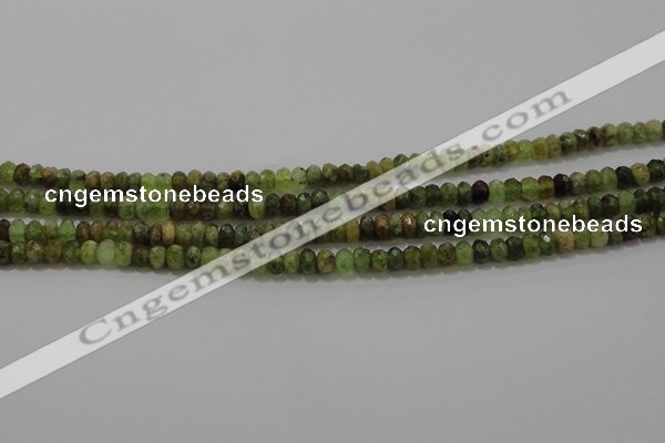 CGA146 15.5 inches 4*6mm faceted rondelle natural green garnet beads