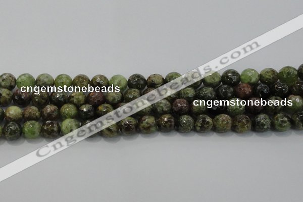 CGA149 15.5 inches 10mm faceted round natural green garnet beads