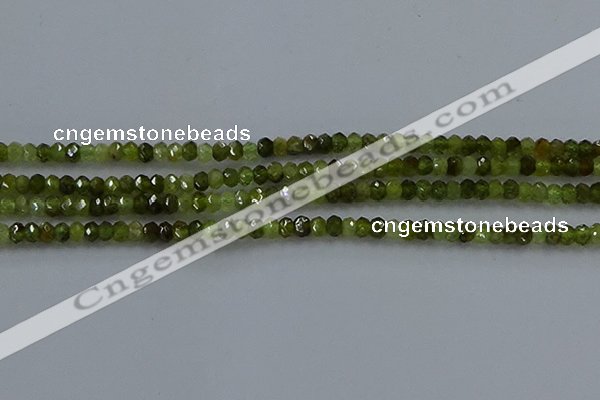 CGA156 15.5 inches 2.5*4mm faceted rondelle green garnet beads