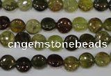 CGA210 15.5 inches 8mm flat round natural green garnet beads