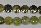 CGA212 15.5 inches 12mm flat round natural green garnet beads