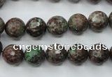 CGA314 15.5 inches 12mm faceted round red green garnet gemstone beads