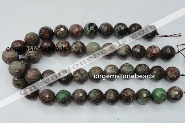 CGA314 15.5 inches 12mm faceted round red green garnet gemstone beads