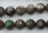 CGA315 15.5 inches 14mm faceted round red green garnet gemstone beads