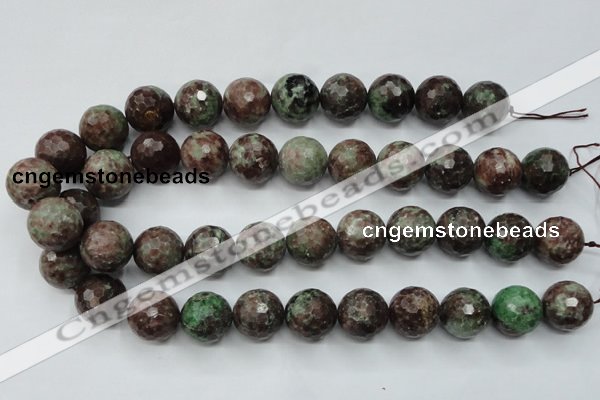 CGA315 15.5 inches 14mm faceted round red green garnet gemstone beads