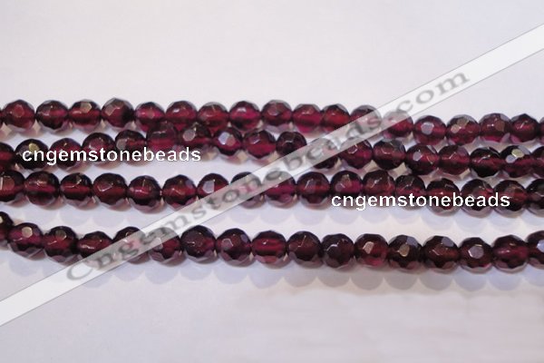 CGA362 14 inches 5mm faceted round natural red garnet beads wholesale