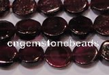 CGA383 15 inches 7mm coin natural red garnet beads wholesale