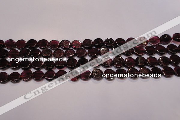 CGA383 15 inches 7mm coin natural red garnet beads wholesale