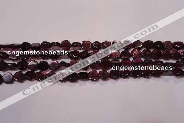 CGA385 15 inches 5mm carved flower natural red garnet beads wholesale