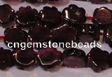 CGA386 15 inches 6mm carved flower natural red garnet beads wholesale