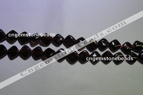 CGA409 15.5 inches 10*10mm diamond natural red garnet beads wholesale