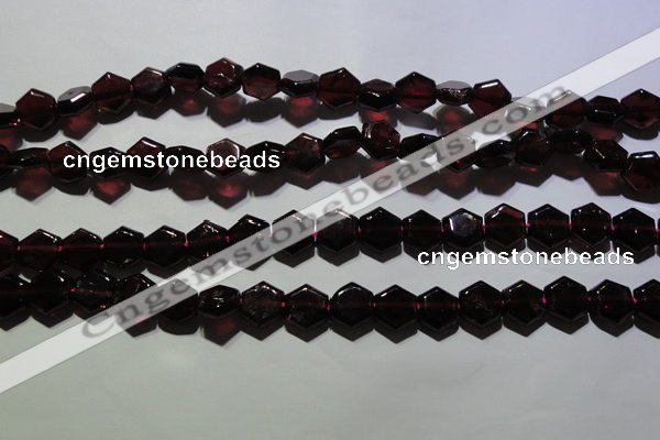 CGA411 15.5 inches 8*9mm hexagon natural red garnet beads wholesale