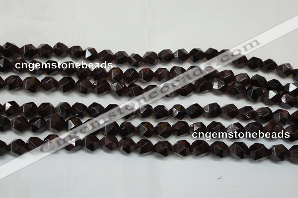 CGA451 15.5 inches 8mm faceted nuggets natural red garnet beads