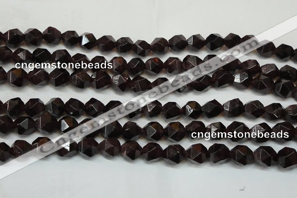 CGA453 15.5 inches 12mm faceted nuggets natural red garnet beads