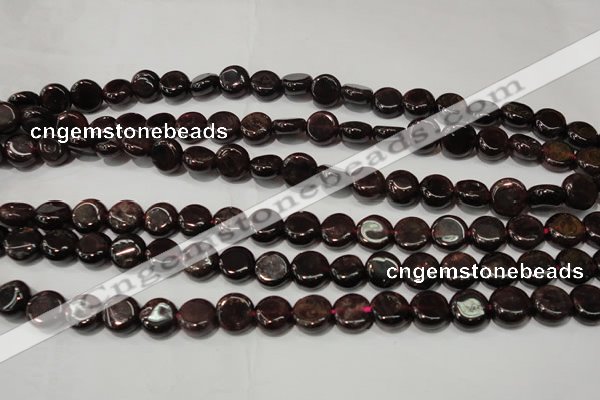 CGA466 15.5 inches 8mm coin natural red garnet beads wholesale