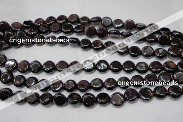 CGA467 15.5 inches 10mm coin natural red garnet beads wholesale