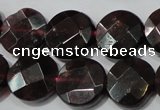 CGA477 15.5 inches 10mm faceted coin natural red garnet beads