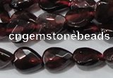 CGA483 15.5 inches 6*8mm faceted flat teardrop natural red garnet beads