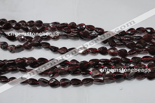 CGA483 15.5 inches 6*8mm faceted flat teardrop natural red garnet beads