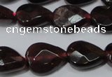 CGA484 15.5 inches 8*10mm faceted flat teardrop natural red garnet beads